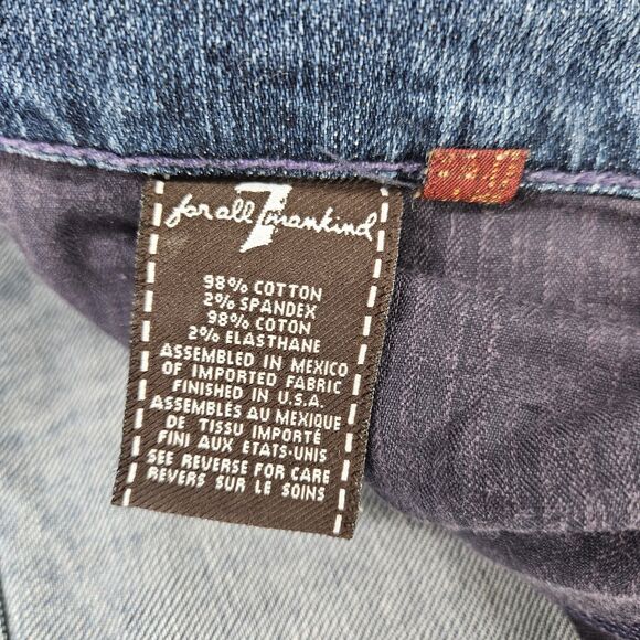 7 for all Mankind Denim Jeans Women's 30 Straight Distressed Med Wash Low USA - Picture 7 of 16